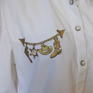 Vintage Western Snap Front Button Up Embroidered